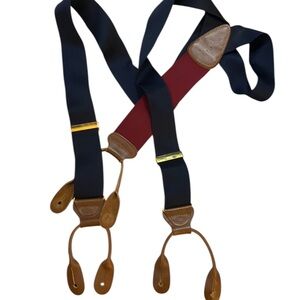 Trafalgar blue and burgundy leather braces